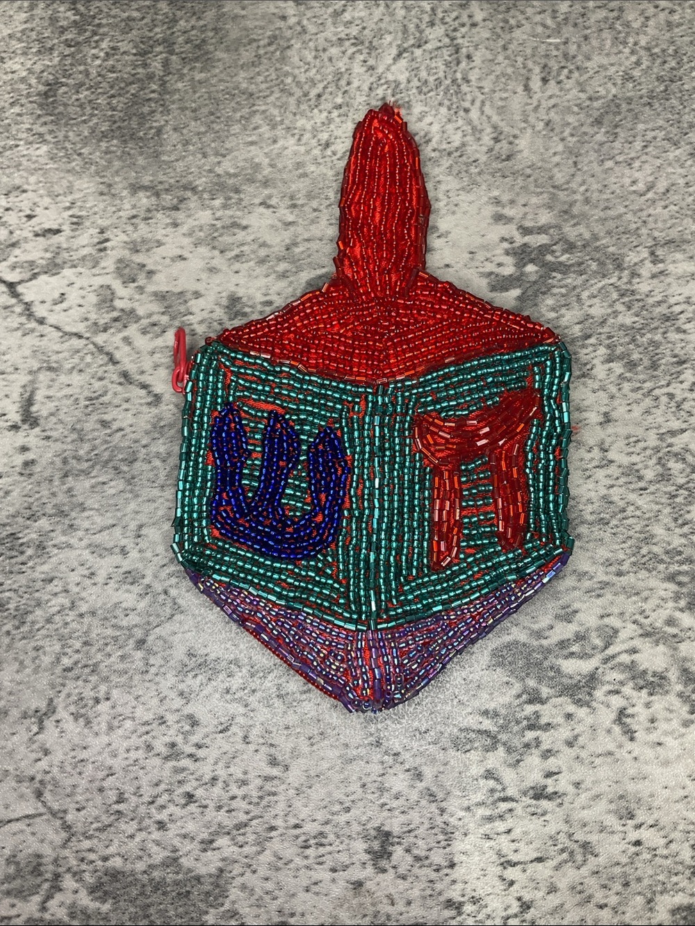 Hanukkah Dreidel beaded coin purse